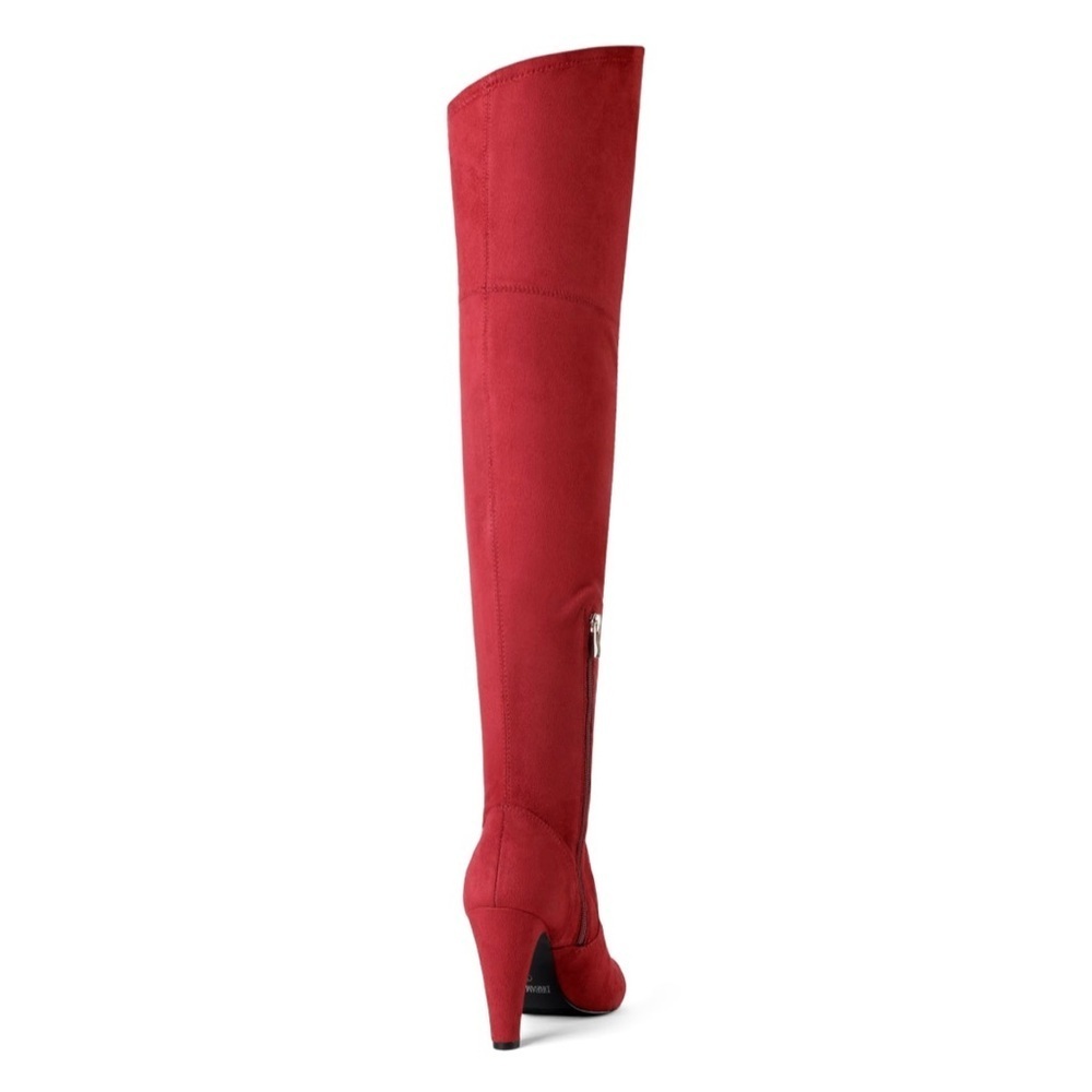 DREAM PAIRS Red Suede Over The Knee Boot With Heel - Picture 4 of 16